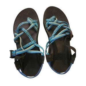 Chaco Yampa River Vibram Women’s Blue/Green Strappy Toe Athletic Hiking Sandals